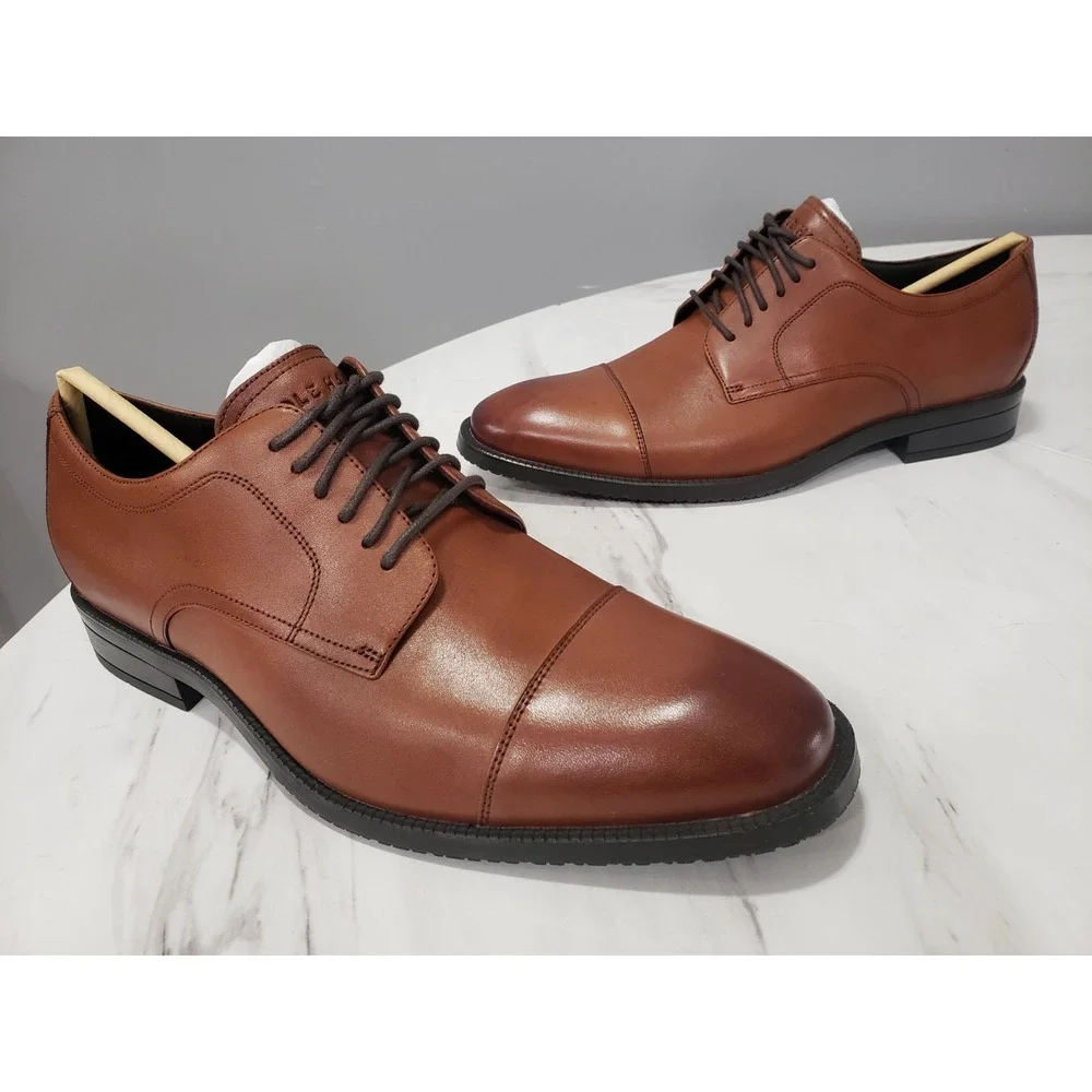 NEW NO BOX SZ 8 Cole Haan Cap Toe Oxford Leather BritIsh Tan brown DRESS SHOES